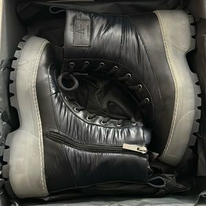 Aquatalia aisa nylon leather weatherproof combat boots black size 9